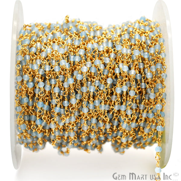 Light Blue Chalcedony Gold...