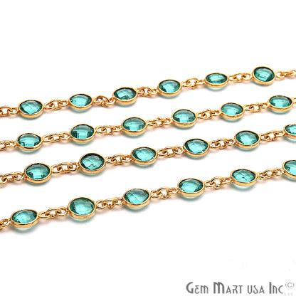 Apatite 5mm Bezel Link Gold Plated Continuous Connector Chain - GemMartUSA