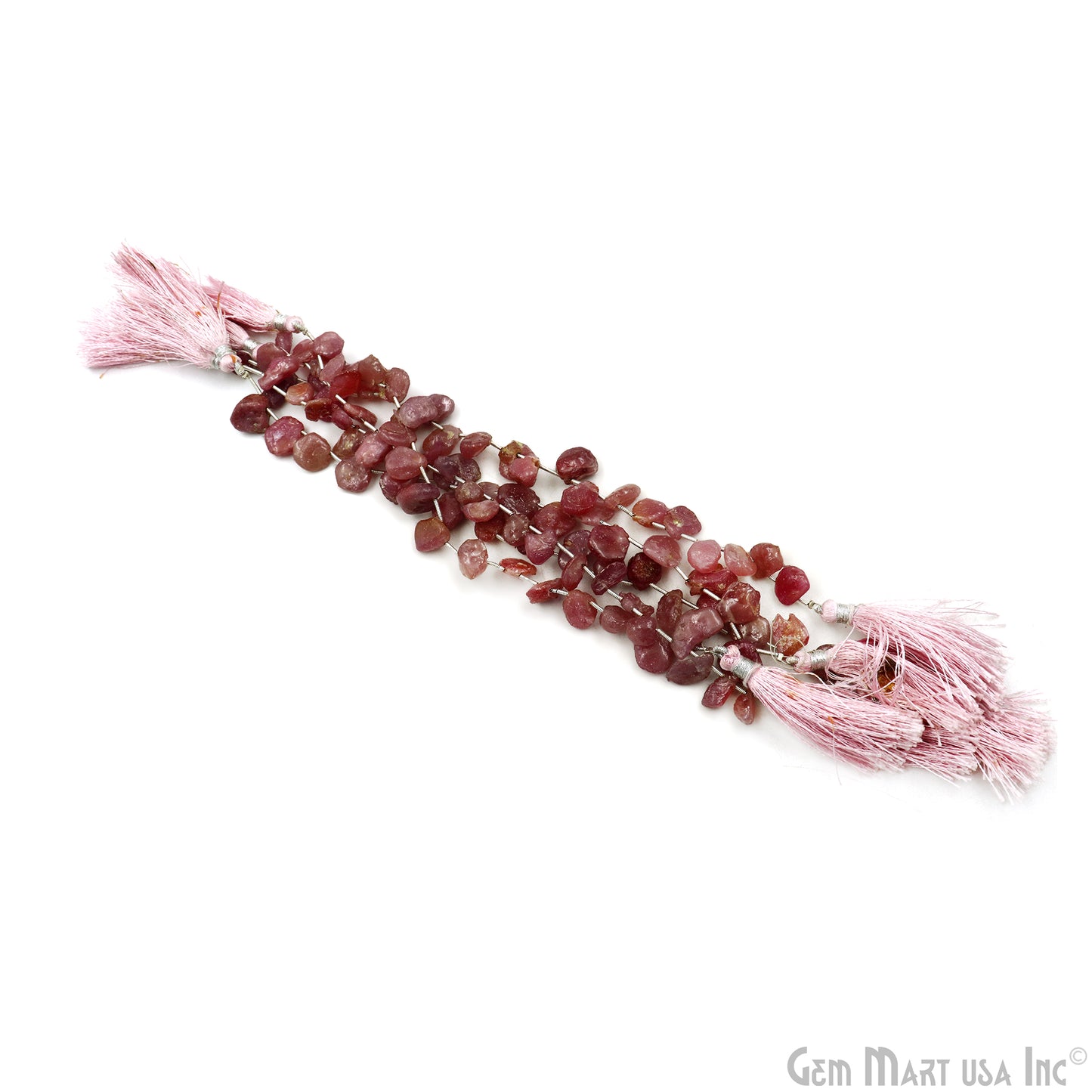 Strawberry Quartz Rough Beads, 9 Inch Gemstone Strands, Drilled Strung Briolette Beads, Free Form, 13x10mm