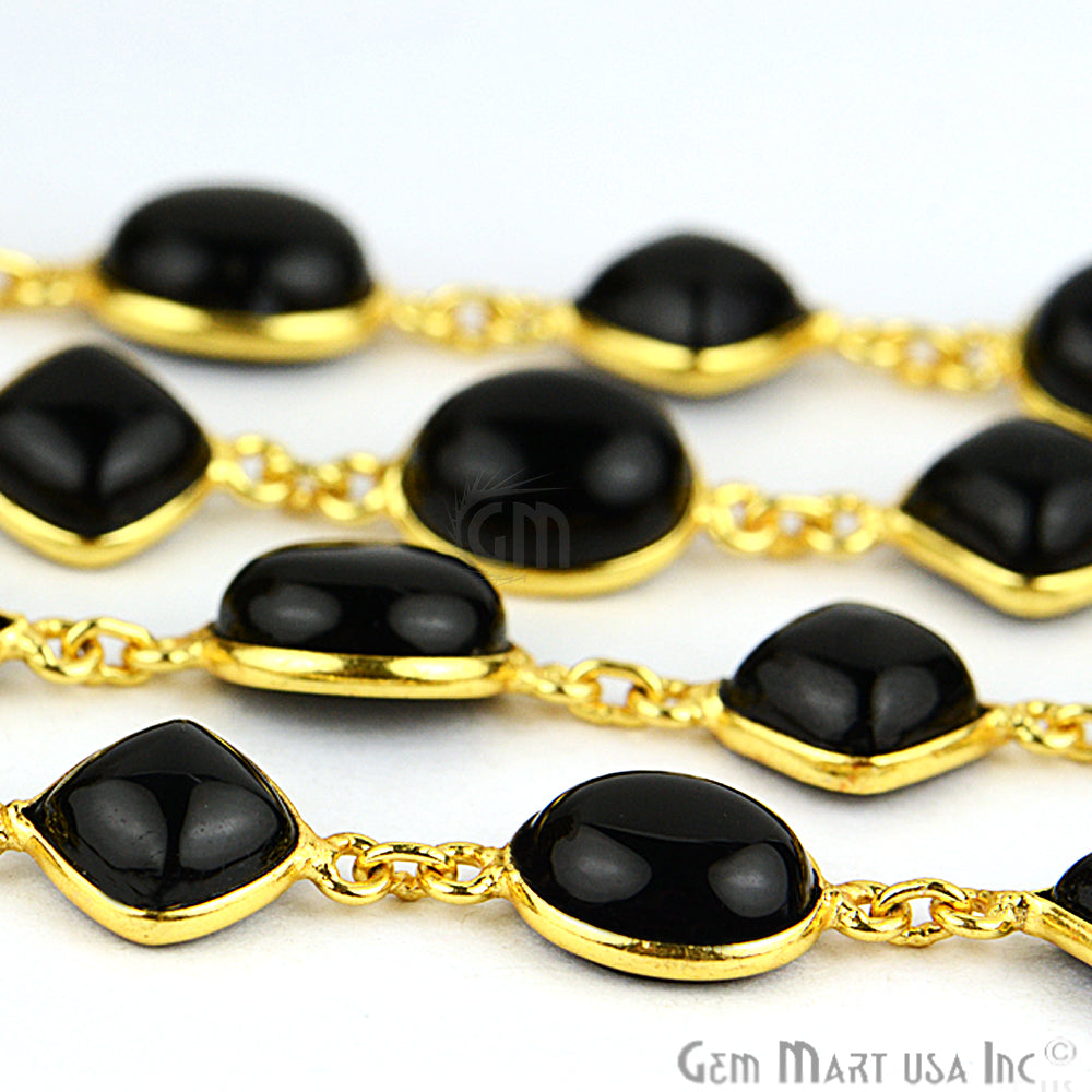 Black Onyx 8-10mm Mix Faceted Gold Plated Continuous Connector Chain - GemMartUSA (764263039023)