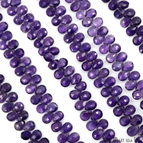 Amethyst Faceted Beads Pears 6x4mm & 7x5mm Crafting Beads Gemstone Strands 9 Inch