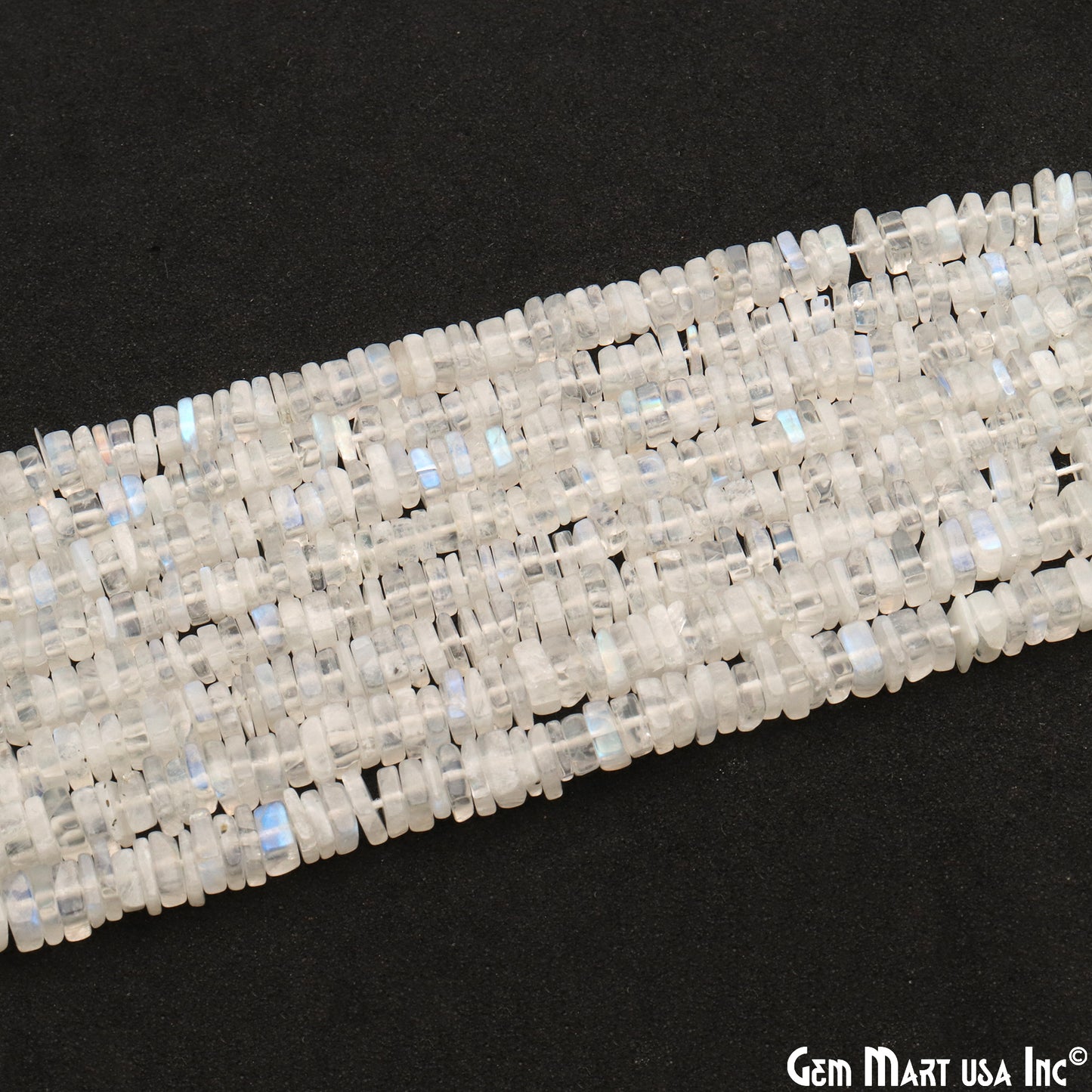 Rainbow Moonstone Box Beads, 16 Inch Gemstone Strands, Drilled Strung Briolette Beads, Box Shape, 4-5mm