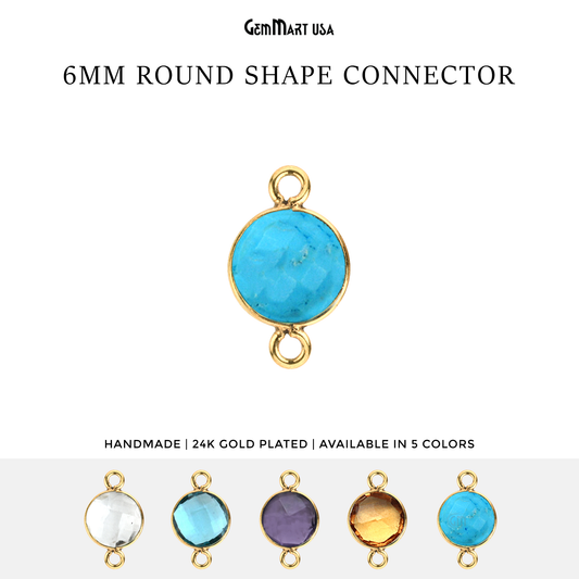 Round 6mm Gold Double Bail Gemstone Connector