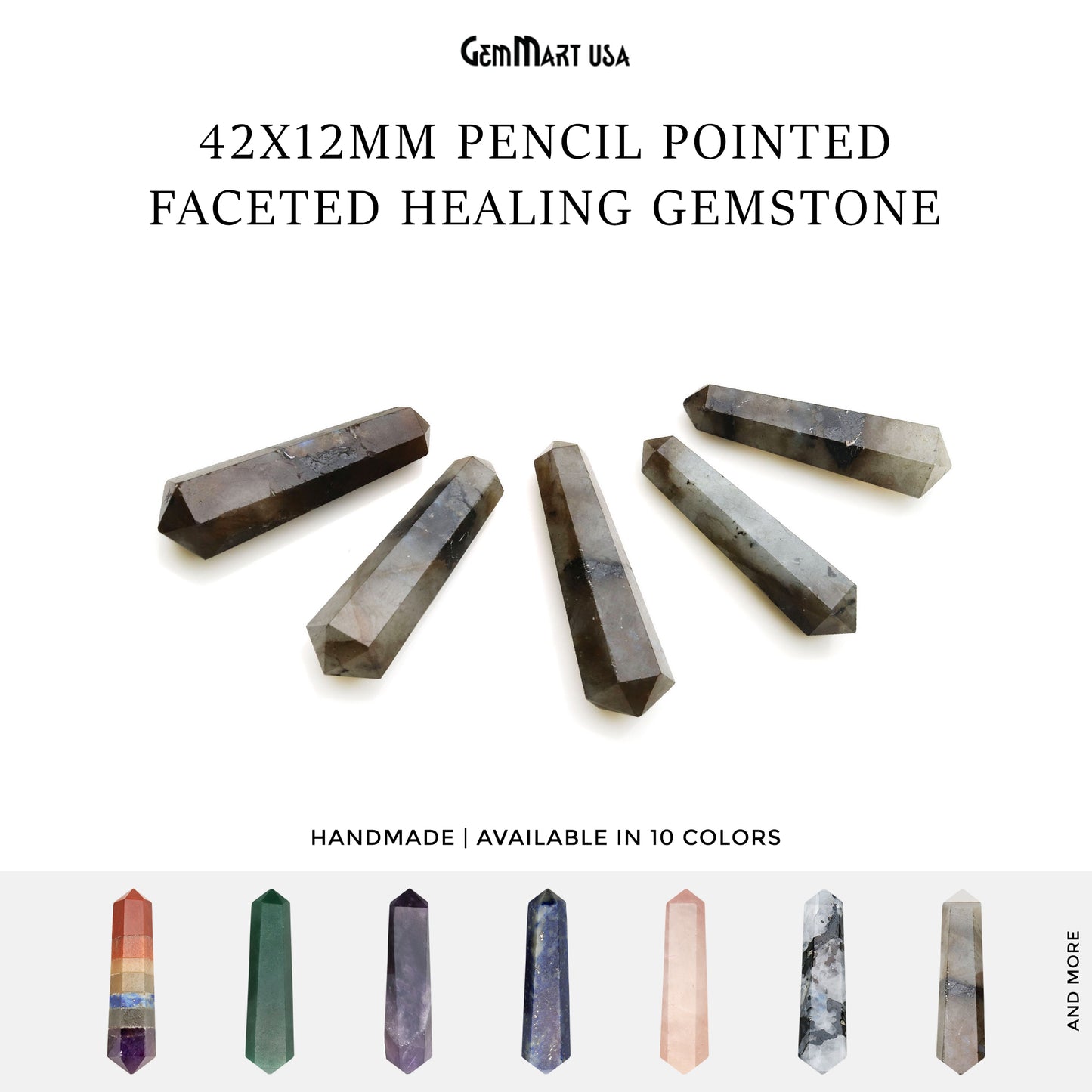 Pencil Pointed Spiritual Jewelry 42x12mm Healing Gemstone