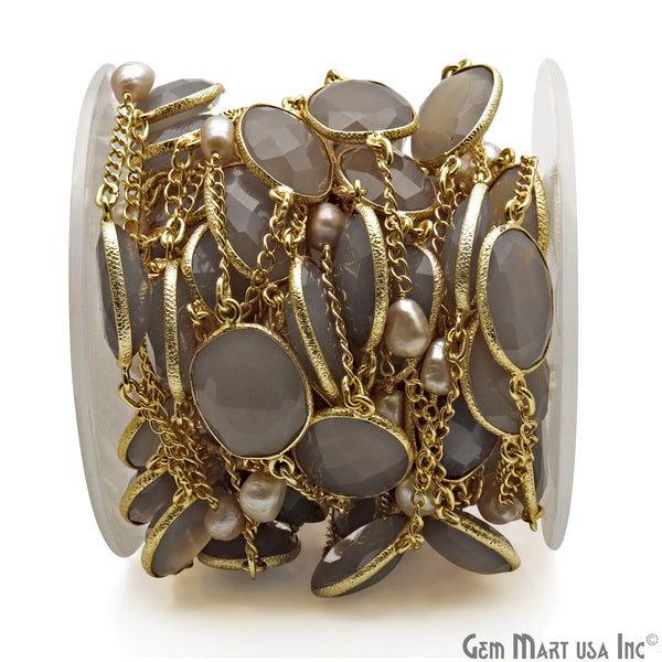 Smoky Chalcedony & Pearls...