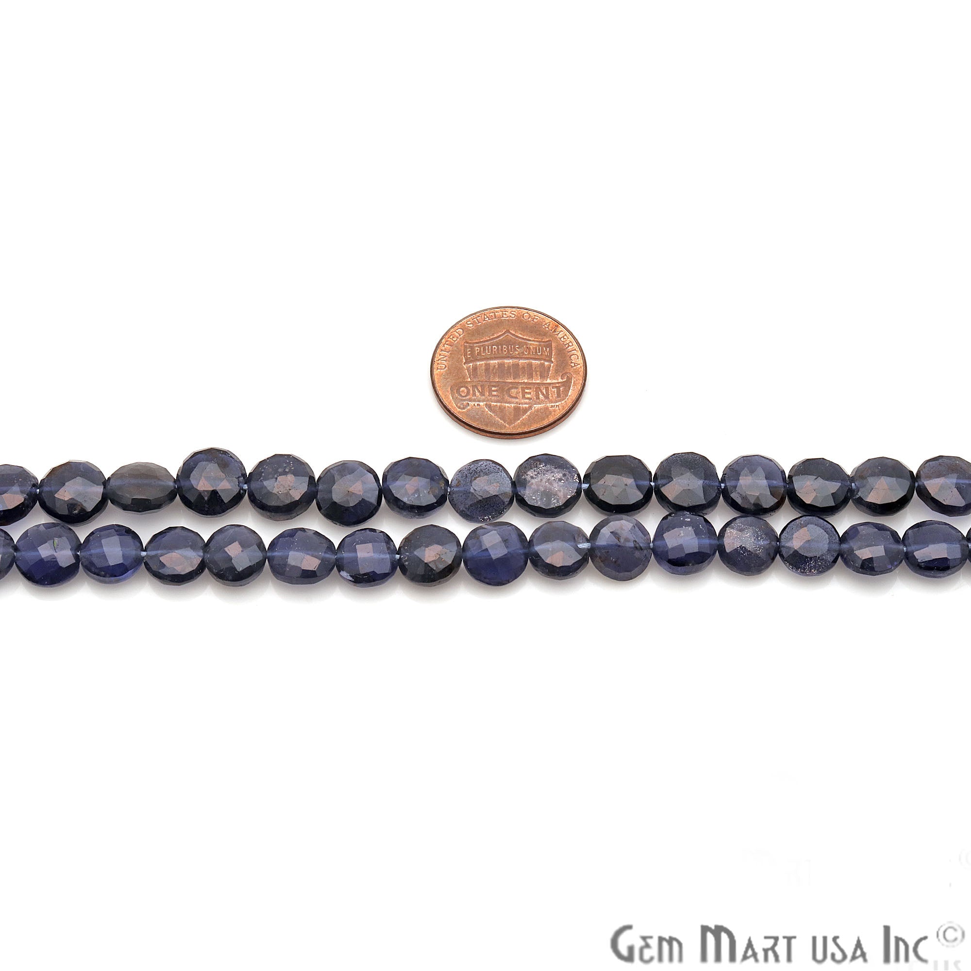 Iolite Coin 8mm Crafting Beads Gemstone Strands 14INCH - GemMartUSA