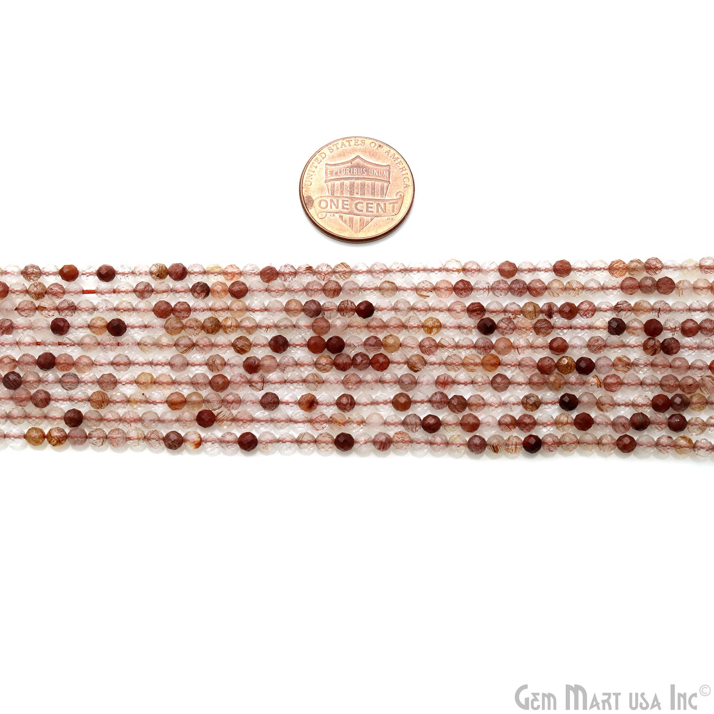 Copper Rutile Rondelle Beads, 13 Inch Gemstone Strands, Drilled Strung Nugget Beads, Faceted Round, 2.5-3mm