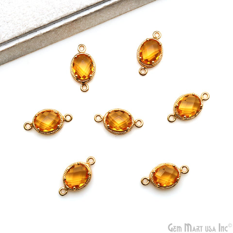 DIY Oval Gemstone 17x10mm Gold Plated Connector 1PC