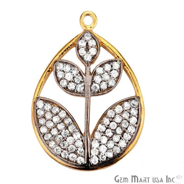 Cubic Zircon Pave 'Leaf'...