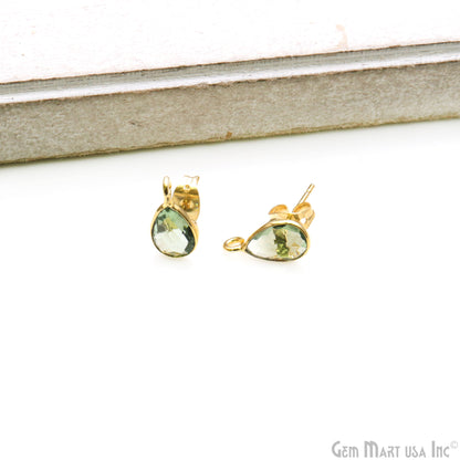 DIY Pears 6x9mm Gold Bail Gemstone stud Earring