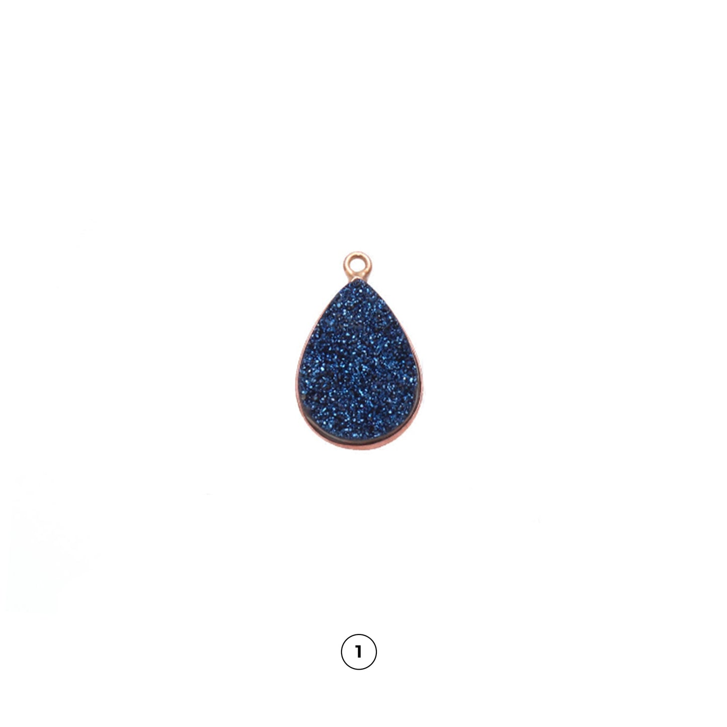 Titanium Druzy Pear 13x18mm Rose Gold Plated Bezel Gemstone Connector