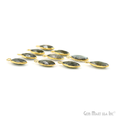 Labradorite 8x16mm Marquise Shape Gold Electroplated Gemstone Connector