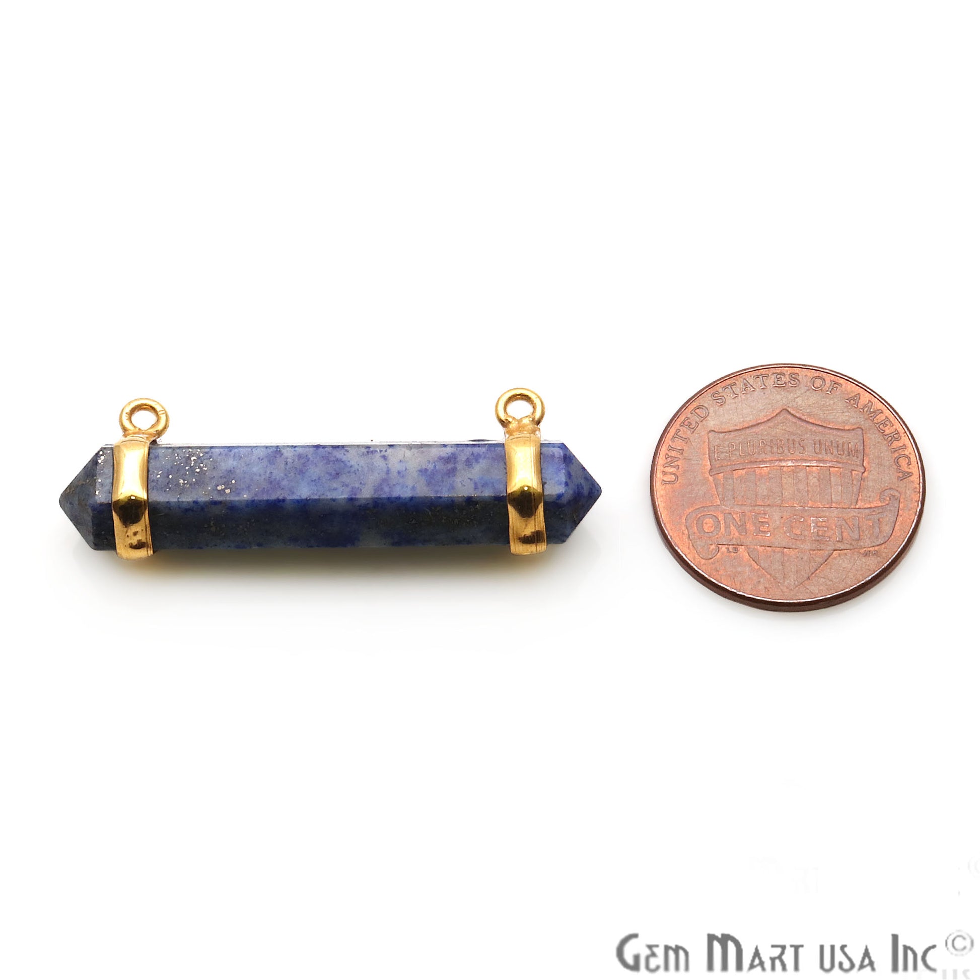 Gemstone 31x13mm Double Terminated Gold Plated Point Pendant (Pick Stone) - GemMartUSA