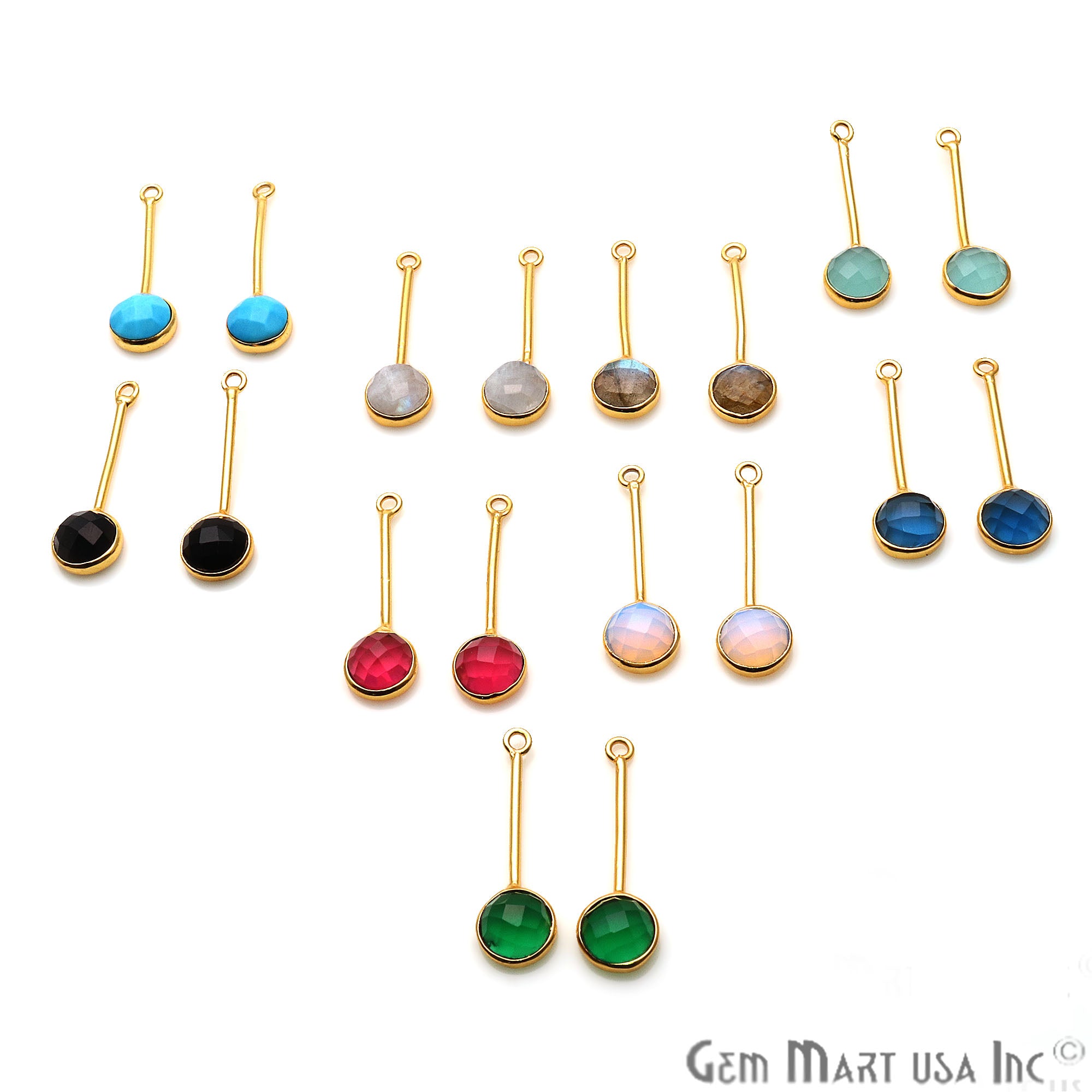 DIY Gemstone Long Dangle Drop Chandelier Earring Connector 1 Pair (Pick Stone) - GemMartUSA