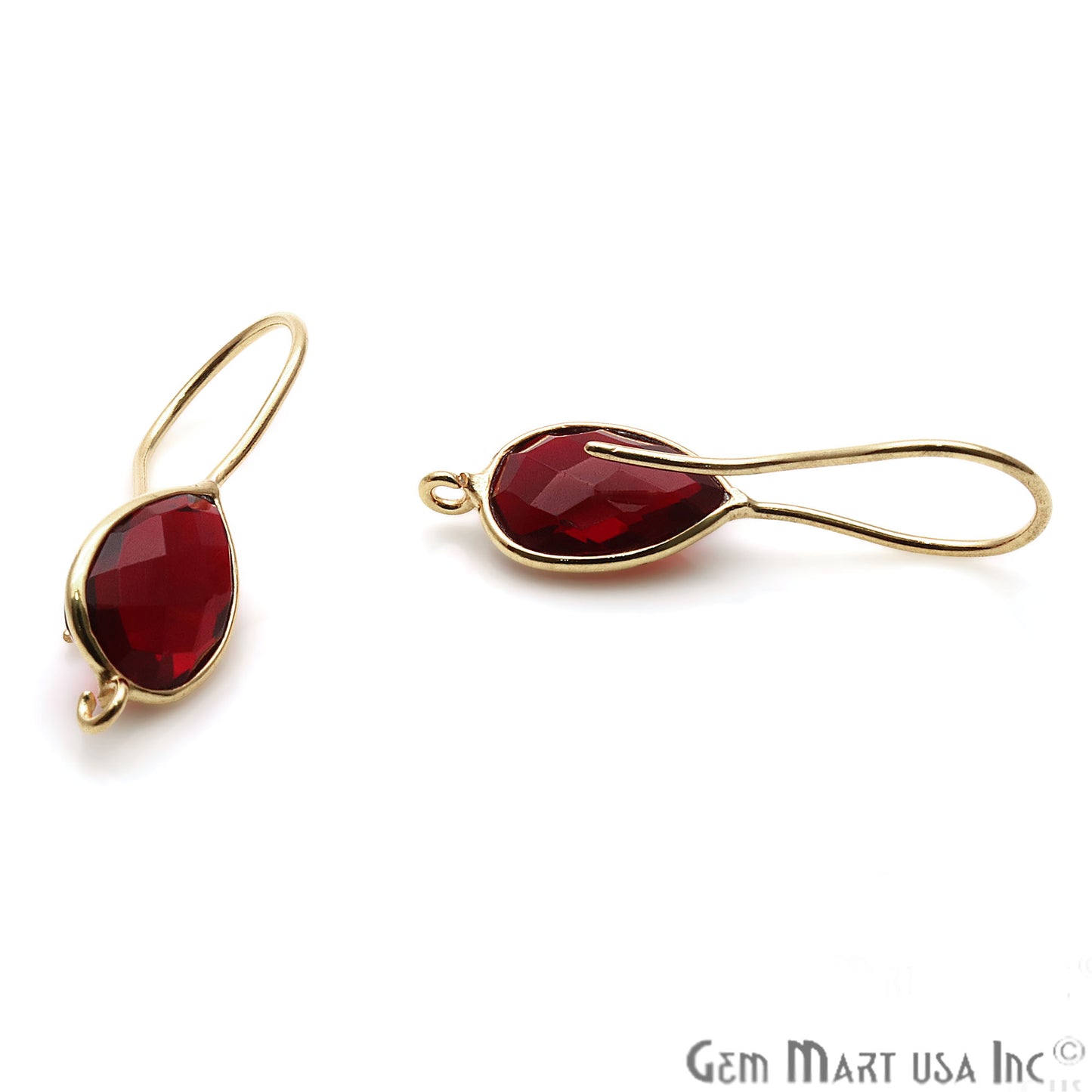 Pear Shape 31x9mm Gemstone Connector Hook Earrings (Pick your Gemstone) - GemMartUSA