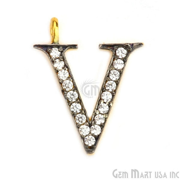 'V' Alphabet Charm CZ...