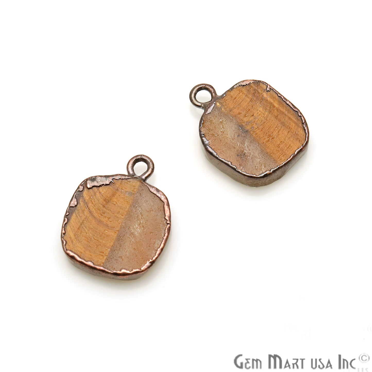 Organic Tiger Eye Gemstone 17x12mm Rose Gold Edged Connector - GemMartUSA