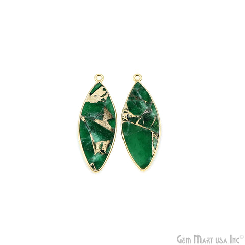 Green Mohave 36x13mm Gold Plated Single Bail Earring Connector 1 Pair
