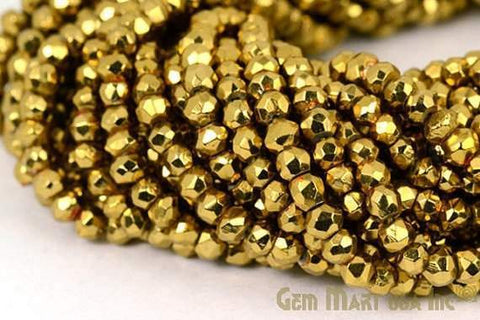 Yellow Pyrite Rondelle Micro Faceted 3-4mm 13Inch Length AAAmazing quality 100 Percent Natural (RLYP-70002) (762894516271)