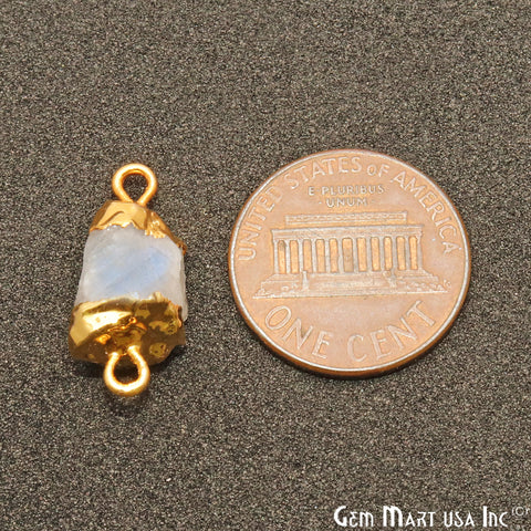 Rough Rainbow Moonstone Organic 19x10mm Gold Electroplated Pendant Connector - GemMartUSA
