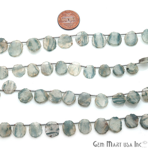 Rough Blue Sulemani Gemstone 14x10mm Beaded Handmade Silver Wire Rondelle - GemMartUSA