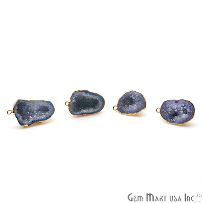 DIY Agate Slice Geode Druzy 16x30mm Gold Electroplated Loop Connector Studs Earrings - GemMartUSA