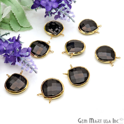 Gemstone 22x20mm Heart Shape Gold Electroplated Connector