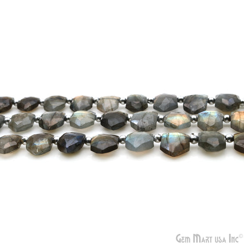 Labradorite Pentagon Beads, 8 Inch Gemstone Strands, Drilled Strung Briolette Beads, Pentagon Shape, 9x12mm