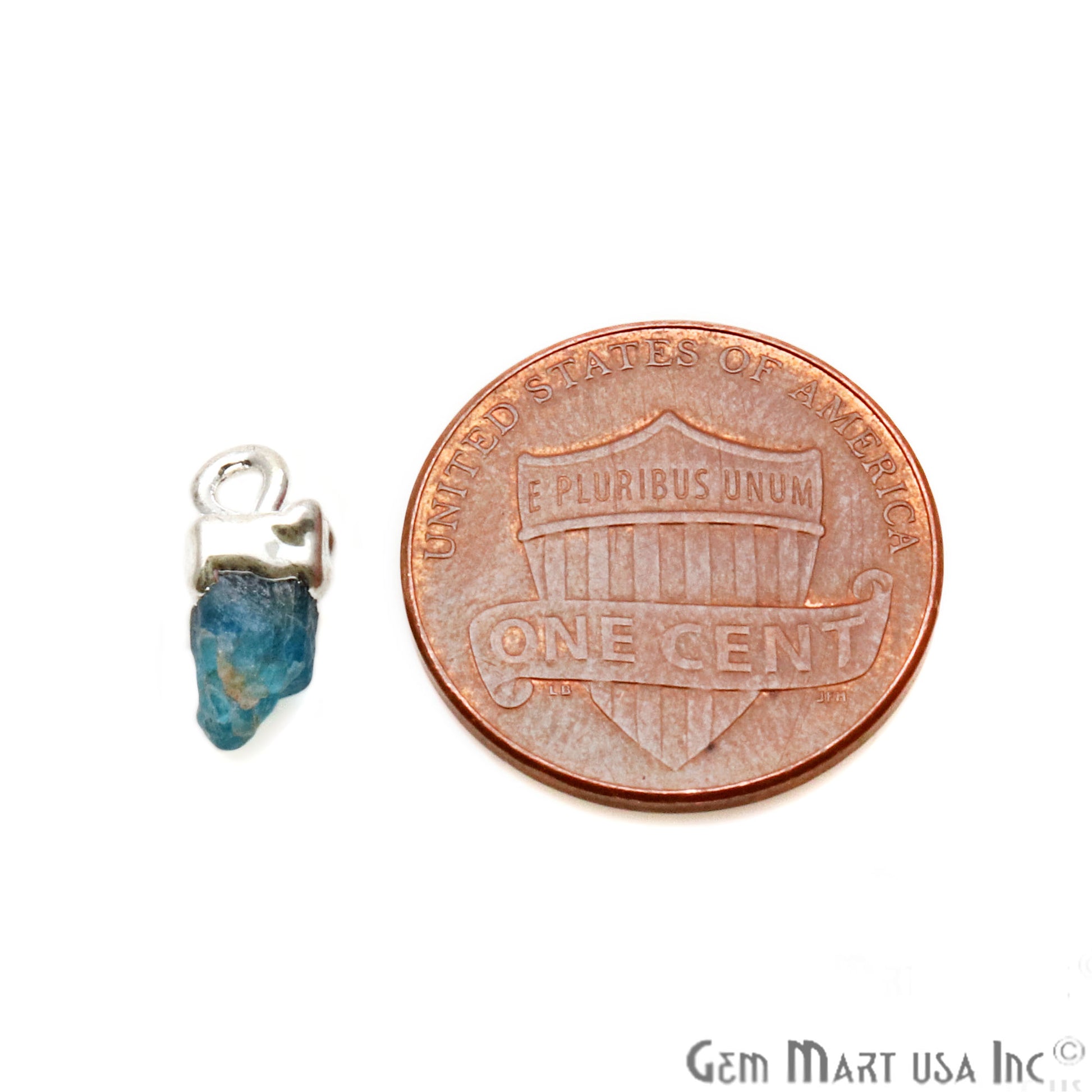 Neon Apatite Organic 13X7mm Single Bail Silver Electroplated Gemstone Connector - GemMartUSA