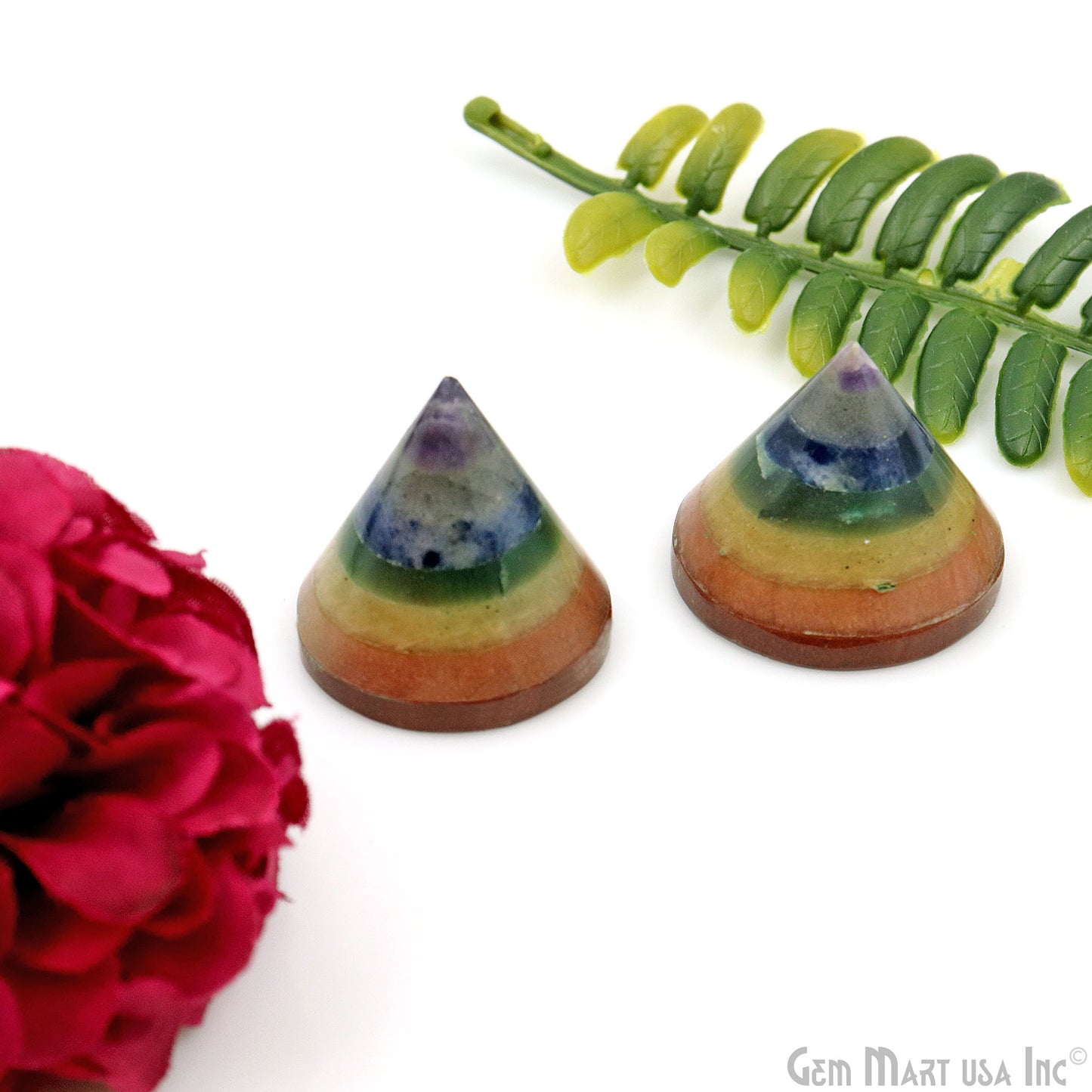 7 Chakra Cone Shape 29x27mm Healing Gemstone Metaphysical Reiki Crystal