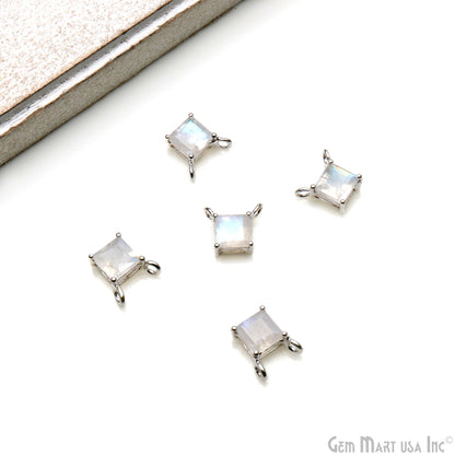 Square 6mm Silver Plated Prong Setting Cat Bail Gemstone Connector