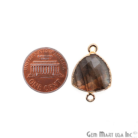 Labradorite 16mm Trillion Shape Gold Electroplated Gemstone Connector - GemMartUSA