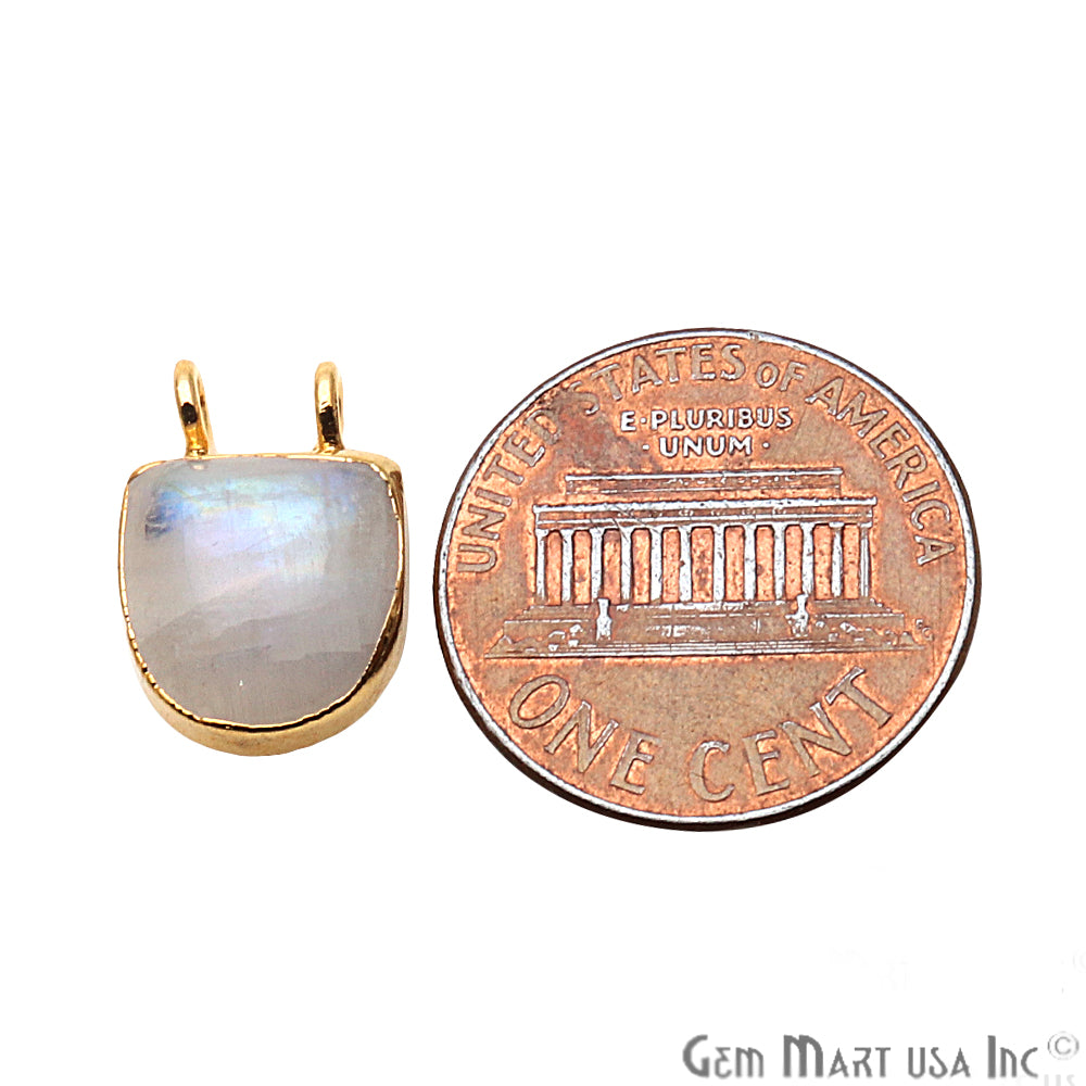 Rainbow Moonstone 12x10mm Gold Edged Gemstone Connector - GemMartUSA