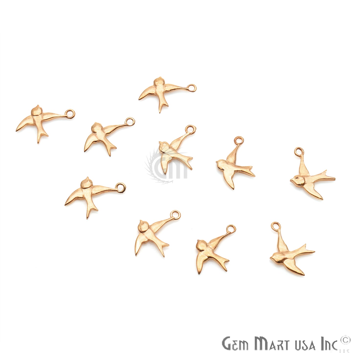 Bird Shape 16x10mm Gold Plated Finding Charm, DIY Jewelry - GemMartUSA