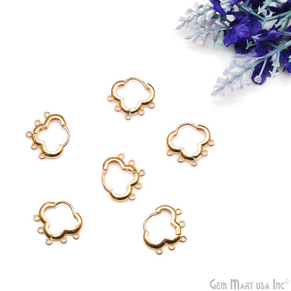 DIY Clover 5 Loop Hoop Clasp Finding Studs Gold Plated Hoop Earring 1 Pair