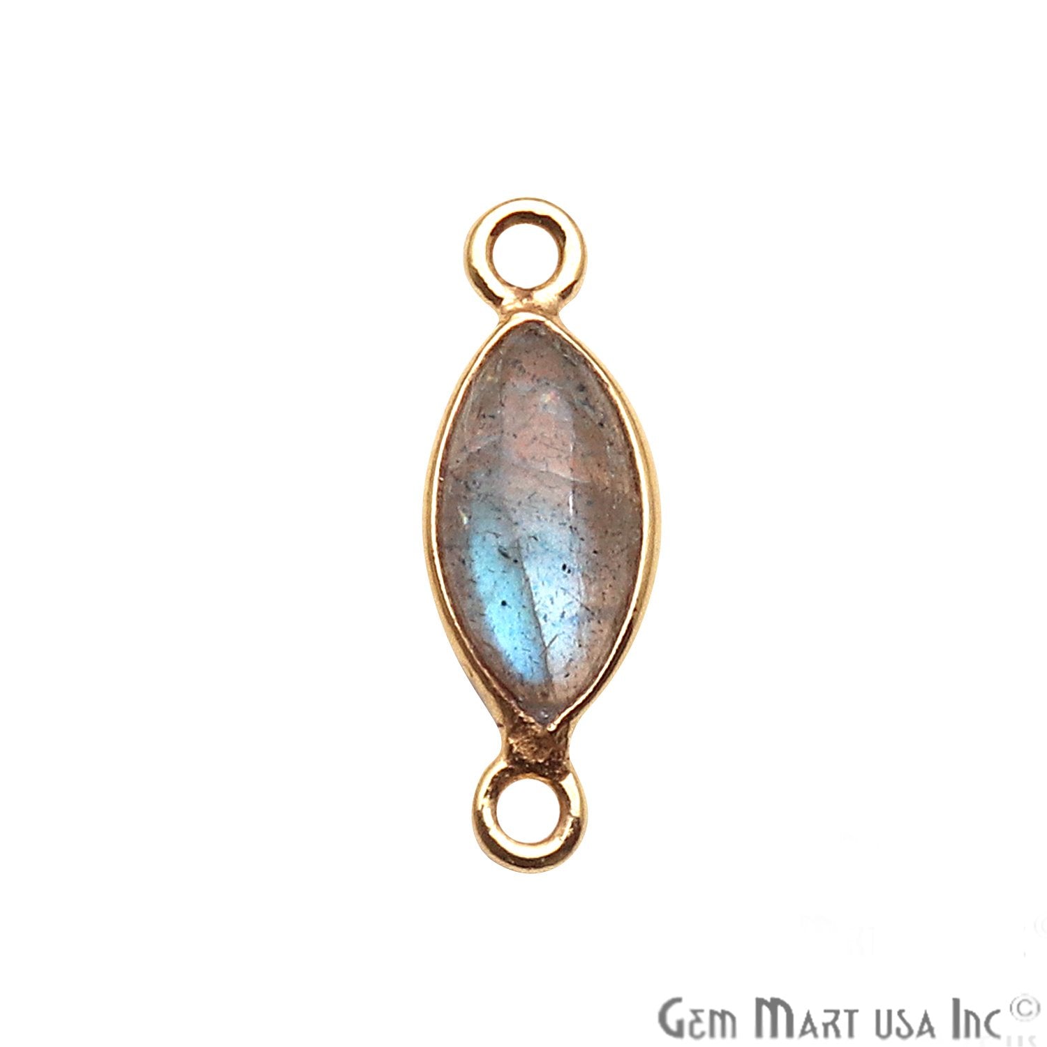 Labradorite Gemstone Cabochon 5x10mm Marquise Shaped Connector (Pick Your Bail) - GemMartUSA