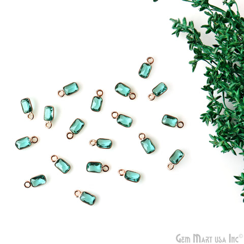 5pc Lot Apatite Octagon 6x4mm Rose Gold Plated Single Bail Brilliant Cut Gemstone Connector