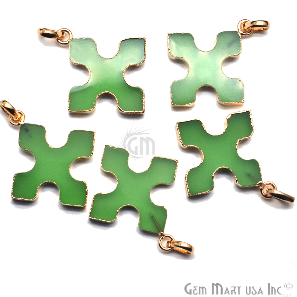 Gold Plated Gemstone 36x32mm Medieval Cross Shape Pendant (50023) - GemMartUSA