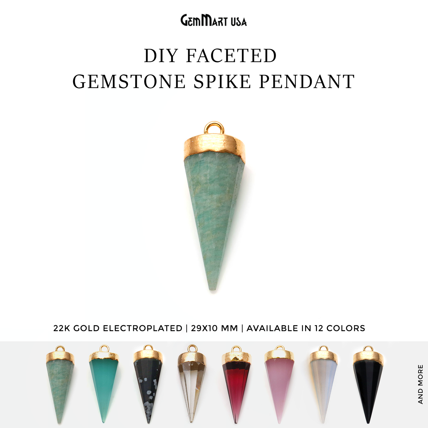 Gemstone Cone 29x10mm Gold Electroplated Single Bail Connector