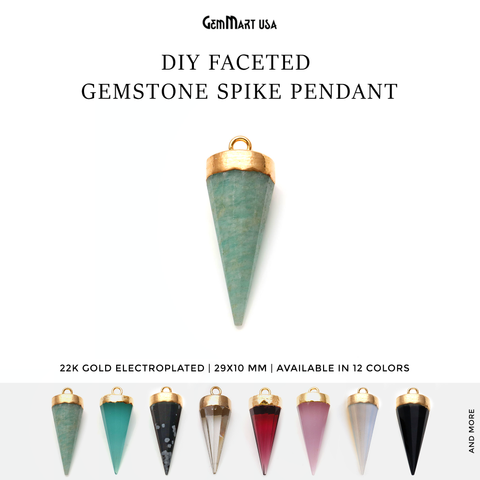 Gemstone Cone 29x10mm Gold Electroplated Single Bail Connector