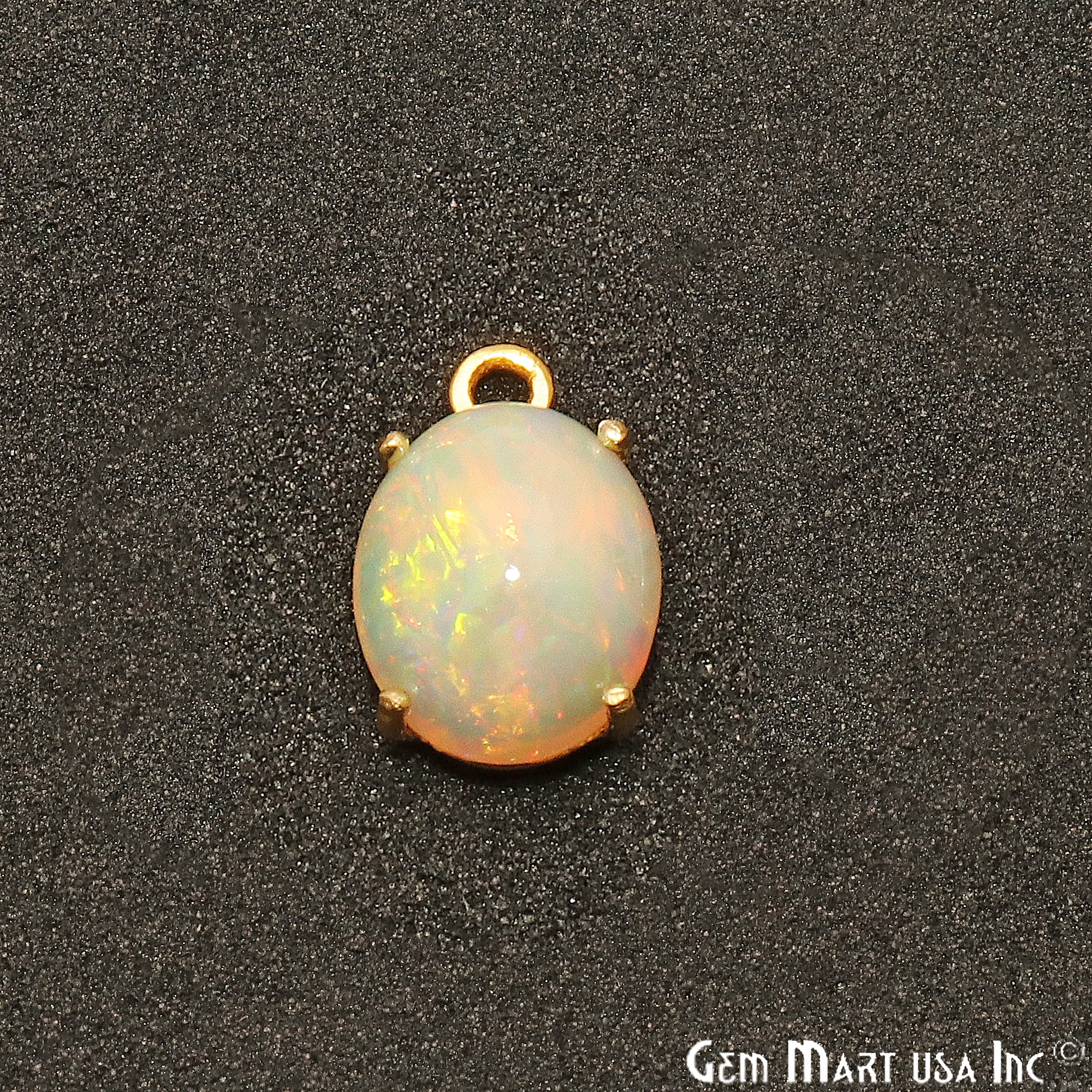 Opal Gemstone Oval 8x10mm Prong Setting Gold Plated Connector - GemMartUSA