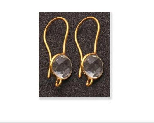 DIY Gemstone 26x9mm Gold Plated Round Hook Earring (Pick Gemstone) - GemMartUSA