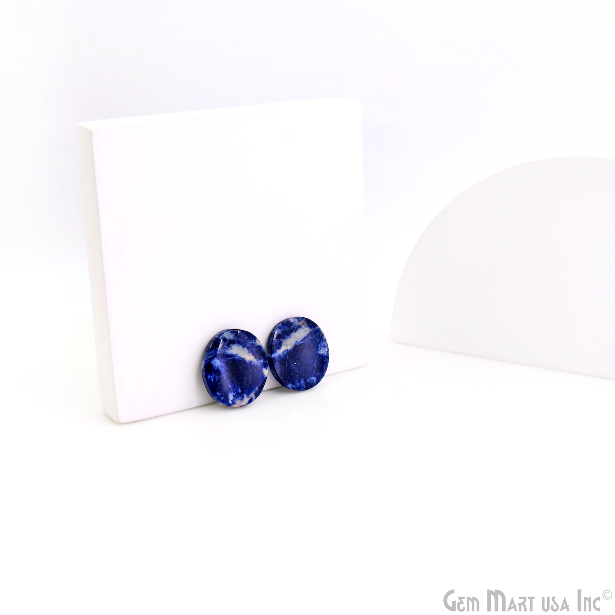 Sodalite Round Shape 20x18mm Loose Gemstone For Earring Pair