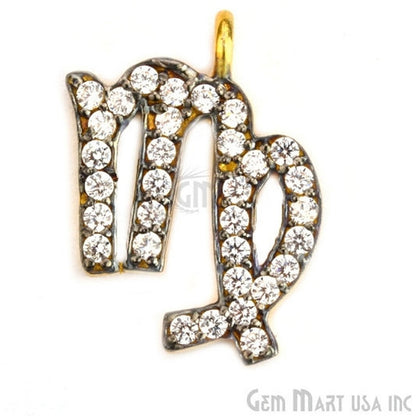 Virgo' CZ Pave Gold Vermeil Charm for Bracelet & Pendants - GemMartUSA