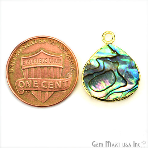 Abalone Shell 14mm Heart Shape Gold Electroplated Gemstone Connector - GemMartUSA