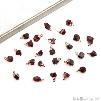 Rough Garnet Gemstone 11x5mm Organic Rose Gold Edged Single Bail Connector