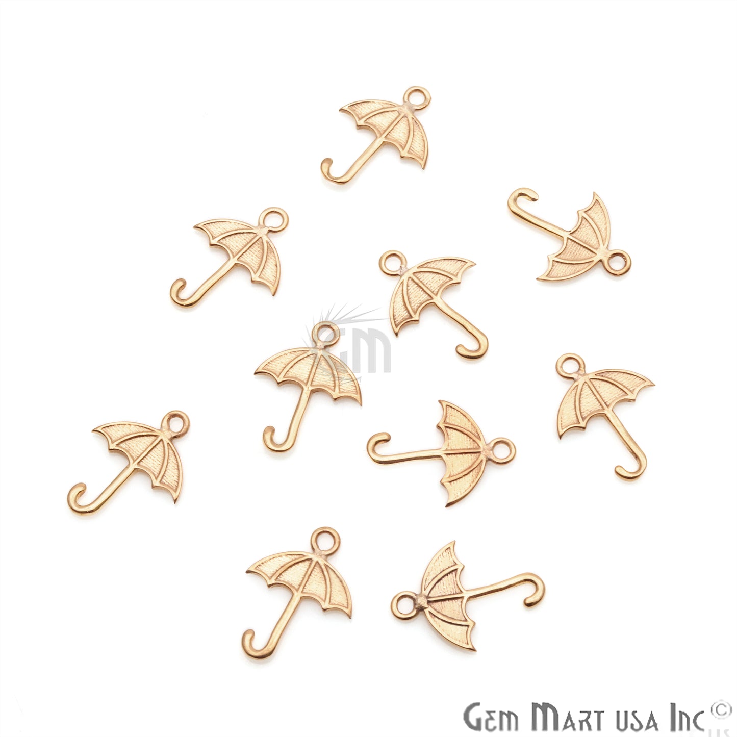 Umbrella Shape 15x12mm Gold Plated Finding Charm, DIY Jewelry - GemMartUSA