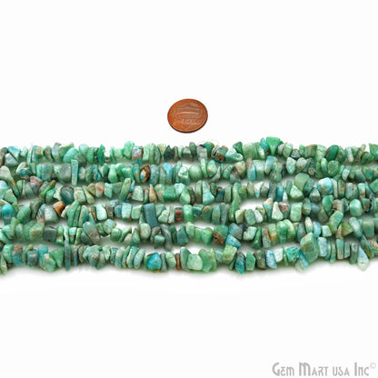 Amazonite Chip Beads, 34 Inch, Natural Chip Strands, Drilled Strung Nugget Beads, 7-10mm, Polished, GemMartUSA (CHAZ-70004)