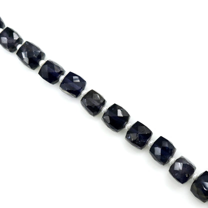 Iolite Cube Beads, 7 Inch Gemstone Strands, Drilled Strung Briolette Beads, Cube Shape, 6-7mm