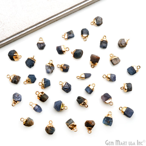 Sapphire 12x5mm Single Bail Gold Electroplated Gemstone Connector